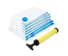 XIAOYAO 6 sacs Housses de Rangement Sous Vide avec Pompe,Sac de compression aspirable pour ranger vêtements, couettes, lit et valise