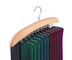 ONEVER Crochet de Cravate en Bois, Crochet Unique 24 Tie Porte-Bagages en Bois Naturel, Choix pour Votre Organisateur de Placard