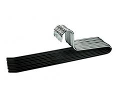 Cortec Lot de 10 cintres pour pantalon en métal avec revêtement en caoutchouc antidérapant Noir