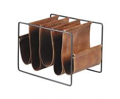 Porte-revues En Cuir De Chèvre Et Métal - Design élégant, Dimensions 44x18x48 Cm, Décoration Intérieure Style équestre