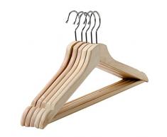 Rameng 1pcs Cintres en Bois Massif avec Rainures Couleur de Bois pour Veste Cintres Porte-Manteaux (C,1Pcs)