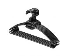 logei® 20st cintres en Plastique de Repassage Multifonctions Repassage Cintre Hanger Pantalons Bracelet en Plastique de Cintre avec tirant Anti-dérapant Super Mince, Noir