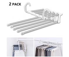 O-Kinee Cintre Pantalon Multiple, Lot de 2 Cintre Gain de Place, Multi Cintre Magique Rangement, Cintre Pliable Voyage