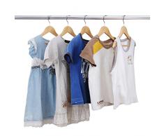 SONGMICS Cintres pour enfant, Lot de 20, 35 cm, en Bois massif, avec Encohces et Barre, Antiglisse avec piquets rotatifs à 360° Naturel CRW006-20