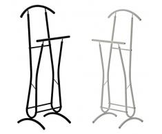 CLP Valet de Chambre Design Rufus Moderne et Élégant I Porte Manteau Robuste avec Espace pour Chaussure I Valet de Nuit avec 2 Barres de Rangement I Couleur: Blanc