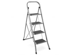 VonHaus Escabeau en acier à 4 marches- Pieds antidérapants - design pliable facile à ranger - parfait pour la maison/la cuisine/le garage - Echelle - Marchepied