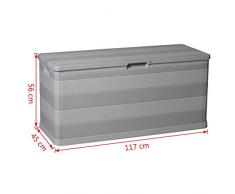 Tidyard Coffre de Rangement Exterieur | Coffre de Jardin 280 L Gris Clair 117 x 45 x 56 cm en PP