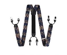 Enlision Cravate a noeud papillon et attaches florales Porte-jarretelle ajustable bleu marine