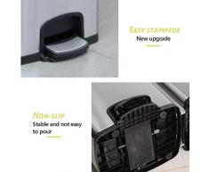 Kiter-bin Poubelle d'extérieur carrée avec pédale en Acier Inoxydable 30 l Grande capacité, Double