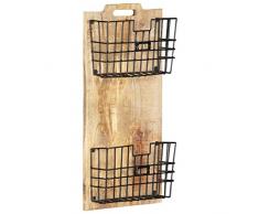 vidaXL Bois de Manguier Solide Brut Porte-Revue Mural Porte-journaux Magazines Support de Stockage Salon Bureau Maison Intérieur 33x10x67 cm