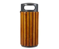 TAP 0002139 Poubelle d'Extérieur acier et Bois, 60 L Capacité