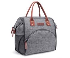 Srotek Sac à Lunch Sac Repas Isotherme Fourr-Tout Lunch Bag Portable Fleur Glaciere Souple Sac Fraicheur pour Déjeuner/Pique-Nique/Enfant/Travail/Fille/Picnic/École/Femmes -10L (Gris/Style2)