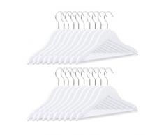 Relaxdays Cintres enfants en bois set de 20 cintres en bois vêtements bébé enfant blanc HxlxP: 18 x 30,5 x 0,5 cm, blanc