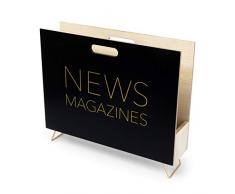 Balvi Porte-revues News Couleur Noir pour Les Magazines, catalogues et journaux avec poignée Bois MDF