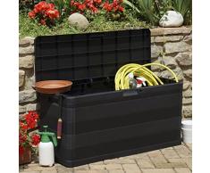 Tidyard Coffre de Rangement Exterieur | Coffre de Jardin 280 L Noir 117 x 45 x 56 cm en PP