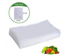 Deeplee Sac sous Vide Alimentaire, AKZIM 100 Pièces Sac sous Vide pour Lemballage Alimentaire et Machine sous Vide,20 x 30 cm,sans BPA