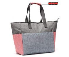 Jeckyxun Grand Sac Isotherme Repas glacière Sac pour Pique-Nique Camping Travail Bureau Shopping Voyage, Femme Homme, Doux Pliable (Gris 21L)