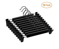 Mutsitaz 10 Pcs Cintres de Pantalon , Plastique et Métal Conception antidérapante, pour Jupes, Pantalons, Pantalons, Jeans