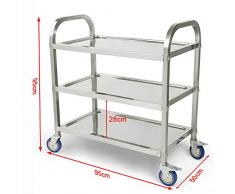 Turefans Chariot de Service,Chariot de Restauration à 3 Niveaux pour hôtel et Cuisine avec Roue, 95 * 50 * 95cm