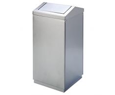 WEBO HOME- Acier inoxydable de supermarché de bureau européen renversent la grande poubelle extérieure d'hôtel -Poubelle ( Couleur : Silver )