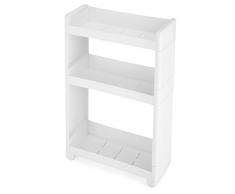 SONGMICS Étroit Chariot, Meuble de Rangement Mobile, Commode sur roulettes avec 3 Étagères, pour Cuisine, Salle de Bain, Garage, Largeur de 17 cm KFR09WT