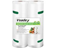 Vsadey Sacs Sous Vide Alimentaire 2 Rouleaux 28 X 1500CM, Sans BPA et Approuvé par la FDA pour Toutes les Appareil de Mise Sous Vide, pour Conservation des Aliments, Sécuritaire et Réutilisable