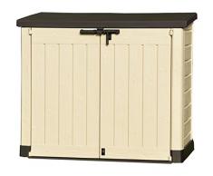 KETER-Chalet et Jardin 12-922655 Coffre Multifonctions Toit Plat 1200 L, Marron/Beige, 145,5 x 82 x 125 cm