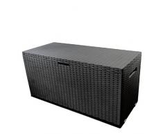 Multistore 2002 Coffre de Rangement en Plastique pour Le Jardin Coffre de Jardin 350 L 120x52xH60cm Effet rotin Anthracite