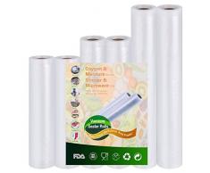Sac sous-vide alimentaire pour appareil sous-vide cuiseur - 6 rouleaux 20 x 300cm et 28 x 300cm et 15 x 300cm sans BPA, Approuvé par la FDA, Qualité Commerciale