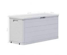 Tidyard Boîte de Rangement | Coffre de Rangement Jardin | Coffre de Rangement Exterieur | Coffre de Rangement Intérieure 280 L Gris Clair 117 x 45 x 56 cm