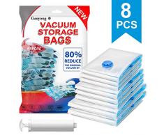 Gaoyong Sacs de Rangement sous Vide,Housse de Rangement sous Vide,Sac de Compression Voyages,Sac de Rangement (8 pièces avec Pompe à Main)
