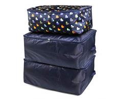 NEWSTYLE Sac de Rangement, sous Le Lit Sac de Rangement pour Ranger Les vêtements, Couettes, Literie, Blanket Organiseur Storage Containers (Bleu Foncé/3 pièces)