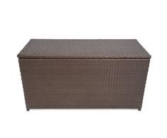 Lingjiushopping Coffre de jardin en poly rotin Marron Couleur : Marron Dimensions : 120 x 50 x 60 cm (L x l x H)