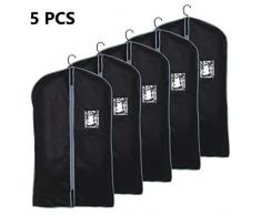 MultiWare Housses de Vêtements ▏Sac de vêtement ▏5pcs Housse Protection Pliable ▏Anti Poussière, Étanche à lHumidité ▏pour Chemise,Costumes,Manteaux etc