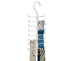 mDesign porte-cravate et porte-foulard – stockage vertical avec 17 crochets pour les ceintures, les cravates, les foulards, etc. dans le placard – couleur blanc perle