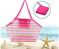 Afufu Sac de Jouets Plage en Maille Filet de Rangement Jouet Sacs de Maille de Coquillages pour Le Voyage dété, Jouet de Sable Bain Sac de Rangement Fourre-Tout, Réutilisable, 45 x 30 x 45cm