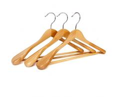 logei® 6x Cintres en Bois Cintres d’Armoire Naturel Anti-dérapant de haute qualité pour costume