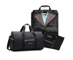 Housse de Costume Voyage, 2 en 1 Valise Suspendus Vêtements Costume Sacs de de Protection avec Une Bandoulière Réglable et Nombreuses Poches de Rangement