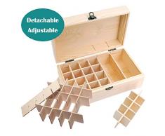 Beunyow Portable Présentoir à Huile en Bois 36 Grilles Boîte d'Huile Essentielle Organisateur Rangement pour travaux manuels en Bois de Haute qualité Idéal pour la Famille et l'aromathérapie
