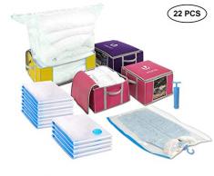 VOUNOT Lot de 22 Sacs de Rangement sous Vide 17 Sacs sous Vide-4 Housses de Rangement-1 Pompe Grande Capacité Multifonction | Coffre de Rangement Duvet et Couettes