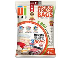 Housses de rangement sous vide - 4 sacs 70x50 cm de voyages pour économiser de lespace - Sac de compression aspirable pour ranger et emballer vêtements, couettes, lit et valise - DIBAG