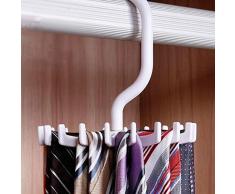 MMRM Rotatif 18 Crochet Rotation Porte Ceinture Organisateur Écharpe Cravate Support Suspendu Forme J - Noir