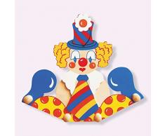 Dida - Porte-manteaux mur en bois pour les enfants avec un clown mignon avec cravate