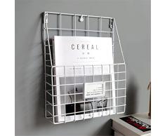 Yunt Porte-Magazines Murale Support de Rangement Mural en Métal pour Livres Journaux (Blanc)