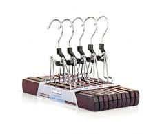 Hangerworld Lot de 10 Cintres-Pinces en Bois Acajou pour Pantalons/Jupes 25 cm