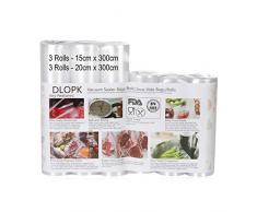 Sacs sous Vide Pack de 6 Packs 15 x 300cm et 20 x 300cm Compatible avec nimporte quelle scelleuse sous vide pour la maison,Certification de sécurité alimentaire pour Appareil sous Vide