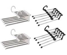 Biluer Cintre Pantalon, 4PCS Cintre Gain de Place Cintre Magique Cintre Pliable Voyage en Acier Inoxydable Cintres Porte-Pantalons,pour Pantalons Robes Cravate Serviettes