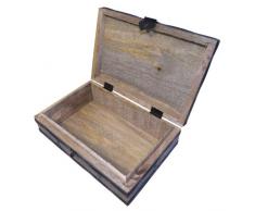 Boîte de rangement Bois massif style antique 23x15,5x8cm Coffre Trésor Accessoires décoration