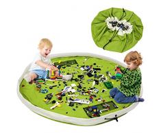 BELLESTYLE Sac de rangement Jouet,60 Pouces (150CM) Coton Grand Sac de Rangement de Jouets Organisateur Tapis Organisateur de Jouets pour Bébé Enfant (Vert)