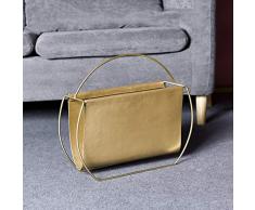 MM-CDZ Porte-revues Métal-Cuir Range-revues,pour Sofa Corner Chevet étagère Stockage Panier Brochure Fichier Dossier Journal Organisateur Stand-Or Rond
